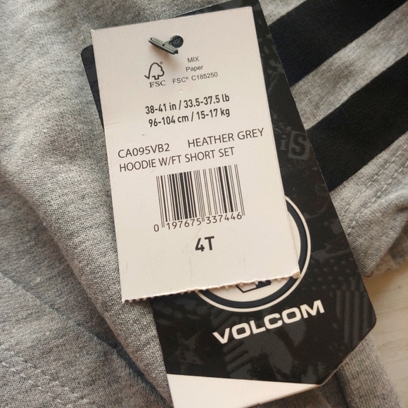 VOLCOM NEW French Terry Hoodie & Shorts Heather Gray - Picture 10 of 14